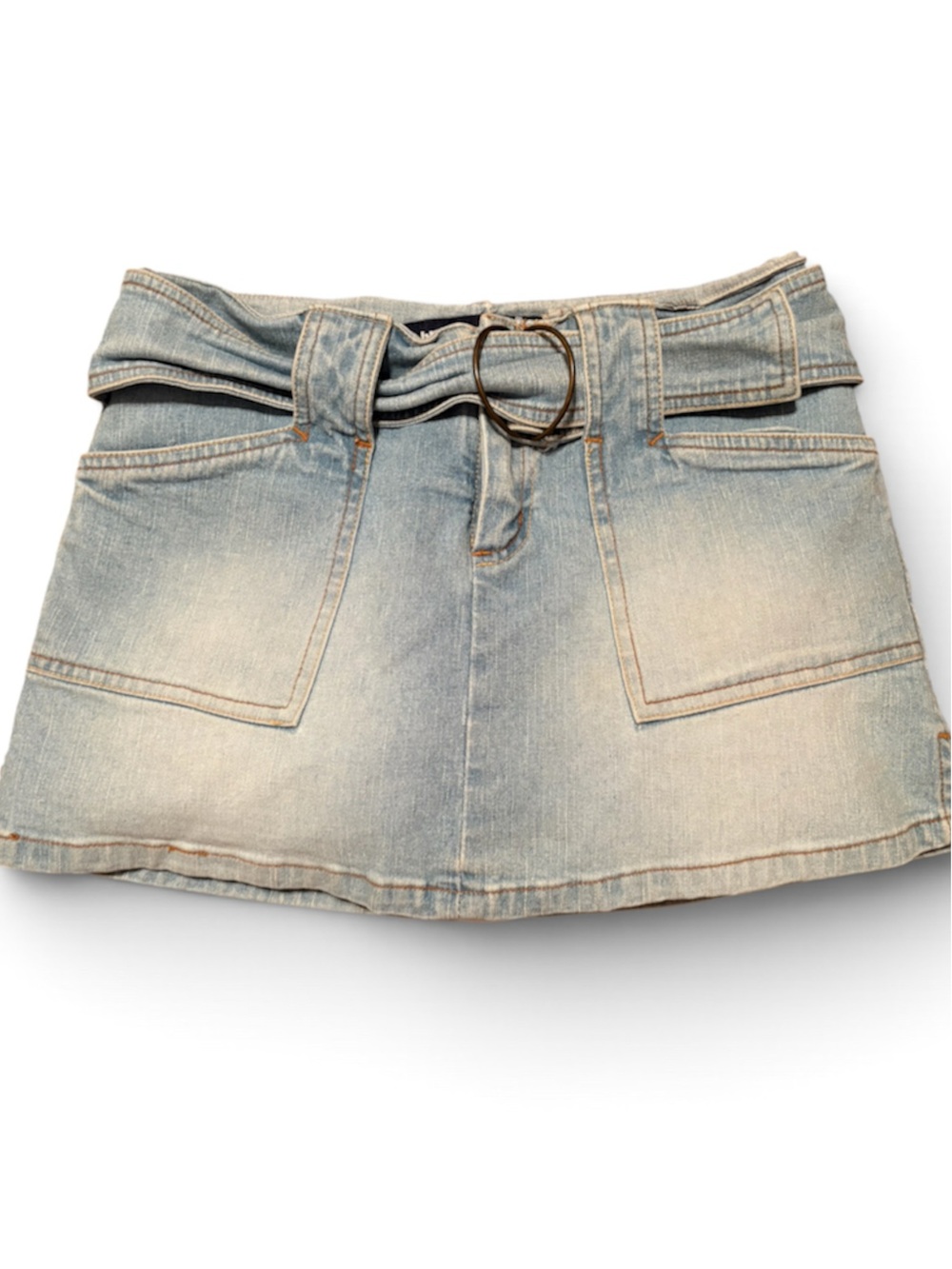 Vintage Y2K Blue Asphalt Faded Light Blue Denim Skort